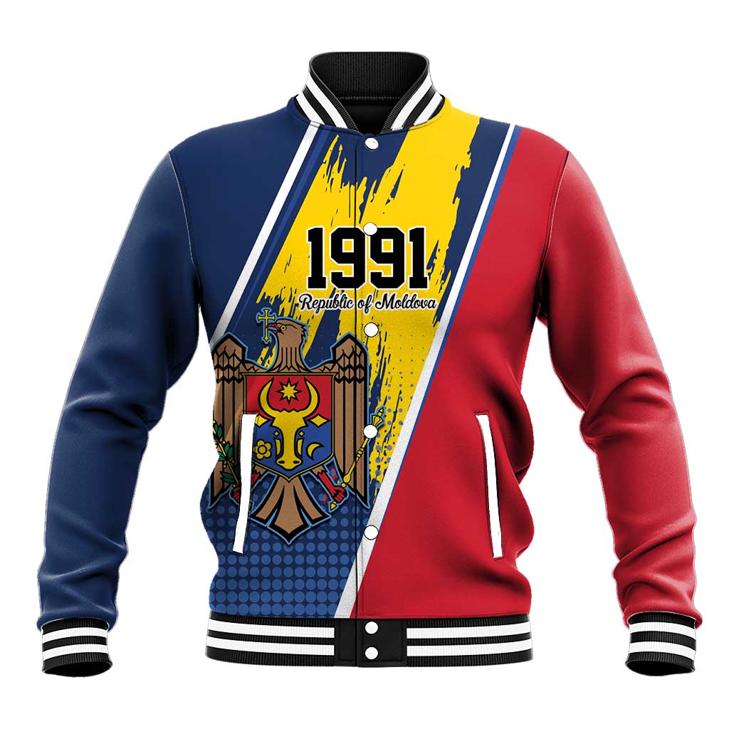 Personalized Moldova Independence Day 1991 Baseball Jacket One People One Nation - Wonder Print Shop