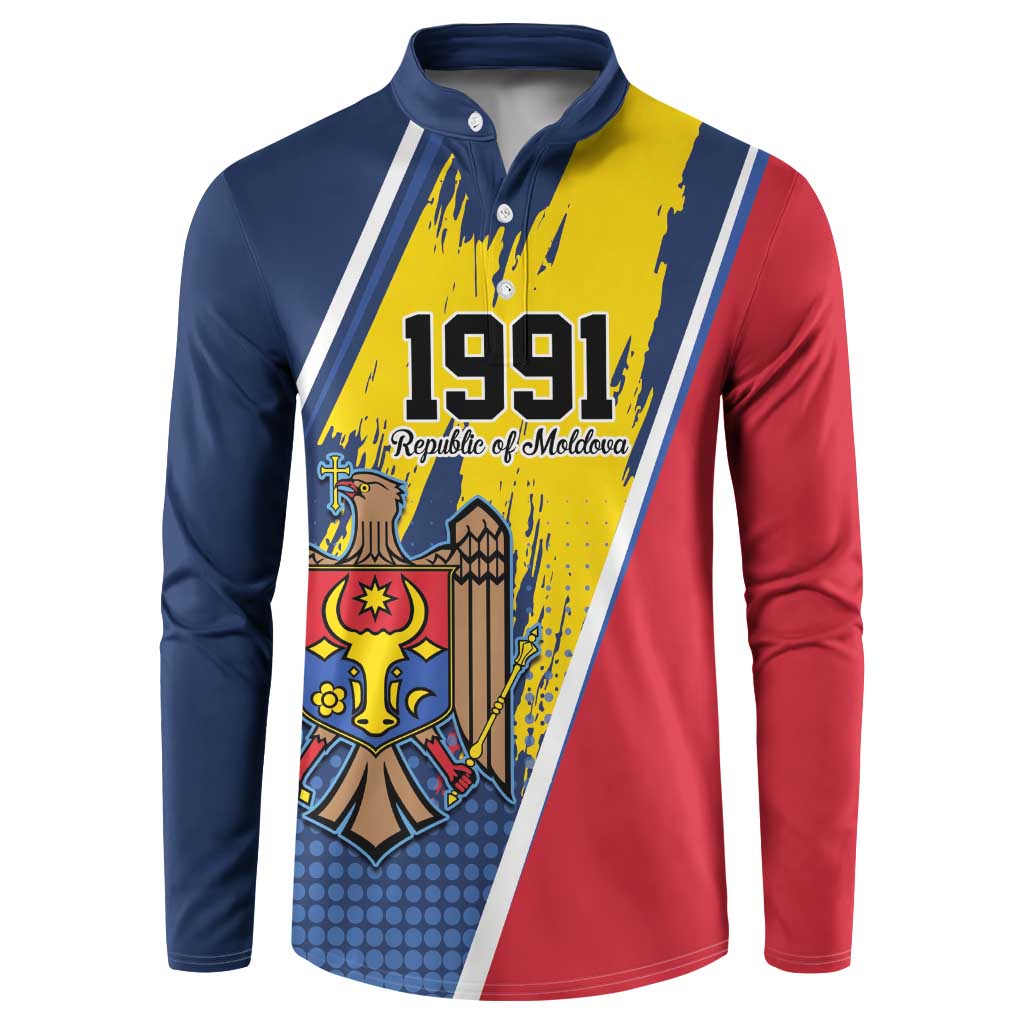 Personalized Moldova Independence Day 1991 Button Sweatshirt One People One Nation - Wonder Print Shop