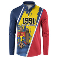 Personalized Moldova Independence Day 1991 Button Sweatshirt One People One Nation - Wonder Print Shop