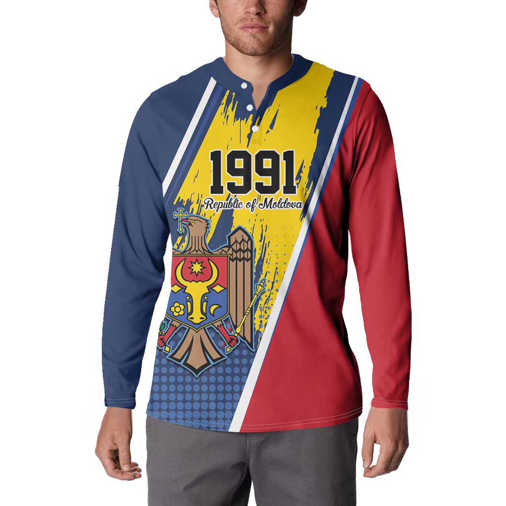 Personalized Moldova Independence Day 1991 Button Sweatshirt One People One Nation - Wonder Print Shop