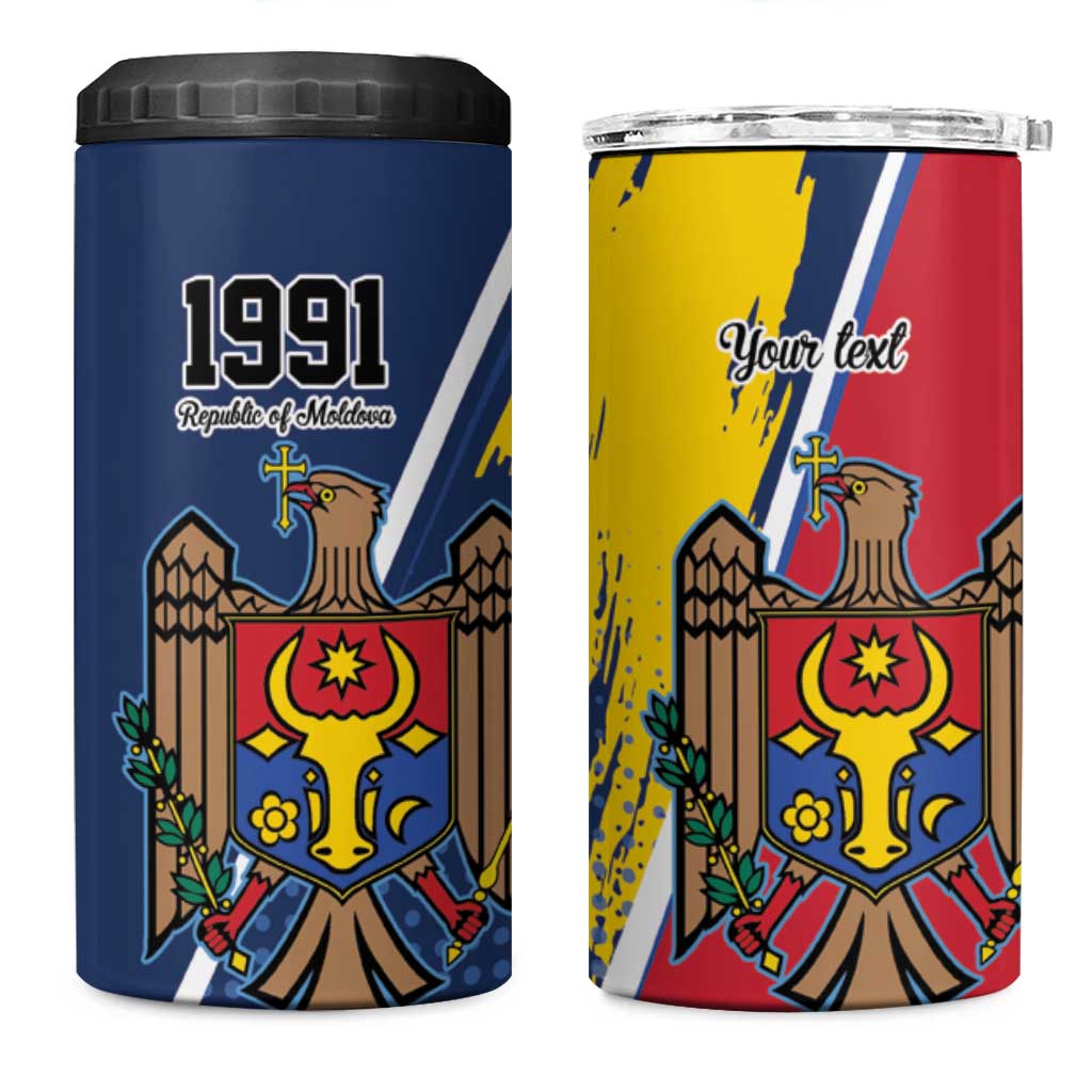 Personalized Moldova Independence Day 1991 4 in 1 Can Cooler Tumbler One People One Nation - Wonder Print Shop