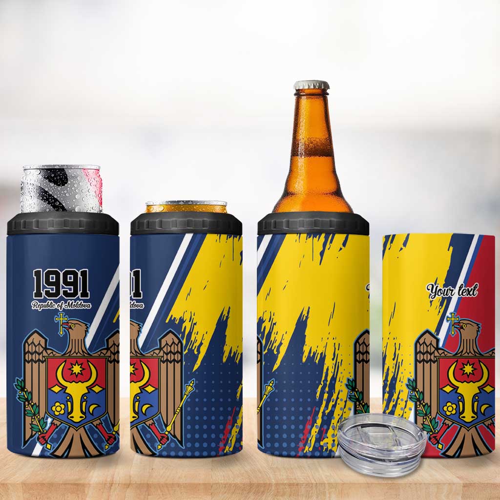 Personalized Moldova Independence Day 1991 4 in 1 Can Cooler Tumbler One People One Nation - Wonder Print Shop