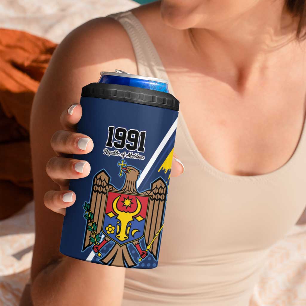 Personalized Moldova Independence Day 1991 4 in 1 Can Cooler Tumbler One People One Nation - Wonder Print Shop