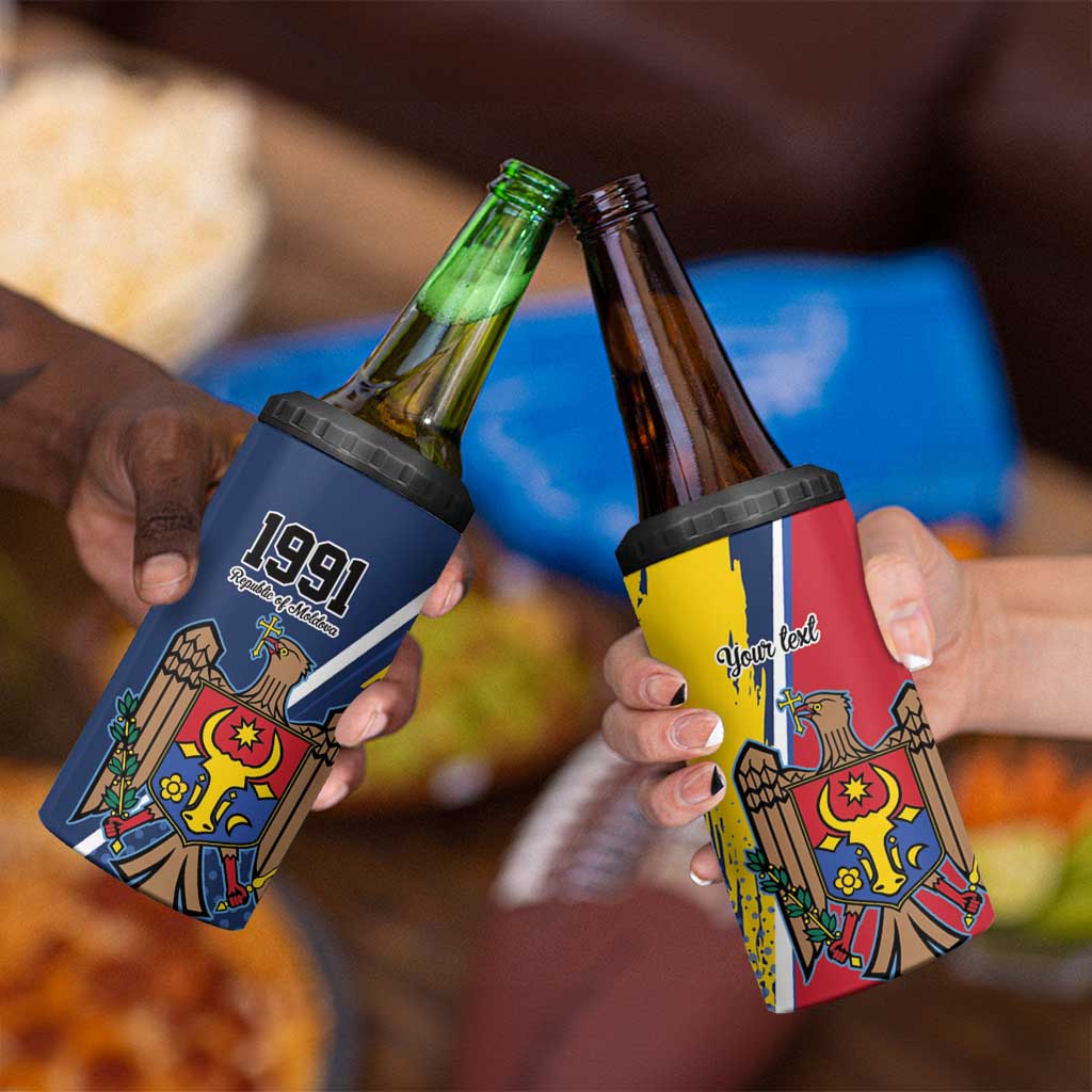 Personalized Moldova Independence Day 1991 4 in 1 Can Cooler Tumbler One People One Nation - Wonder Print Shop