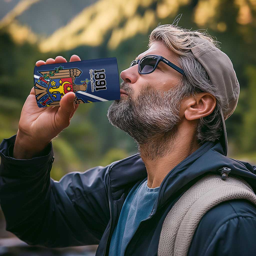 Personalized Moldova Independence Day 1991 4 in 1 Can Cooler Tumbler One People One Nation - Wonder Print Shop