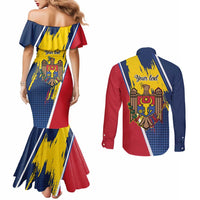 Personalized Moldova Independence Day 1991 Couples Matching Mermaid Dress and Long Sleeve Button Shirt One People One Nation - Wonder Print Shop