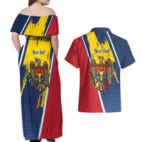 Personalized Moldova Independence Day 1991 Couples Matching Off Shoulder Maxi Dress and Hawaiian Shirt One People One Nation - Wonder Print Shop