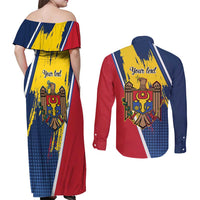 Personalized Moldova Independence Day 1991 Couples Matching Off Shoulder Maxi Dress and Long Sleeve Button Shirt One People One Nation - Wonder Print Shop