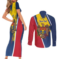 Personalized Moldova Independence Day 1991 Couples Matching Short Sleeve Bodycon Dress and Long Sleeve Button Shirt One People One Nation - Wonder Print Shop