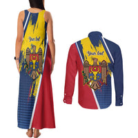 Personalized Moldova Independence Day 1991 Couples Matching Tank Maxi Dress and Long Sleeve Button Shirt One People One Nation - Wonder Print Shop