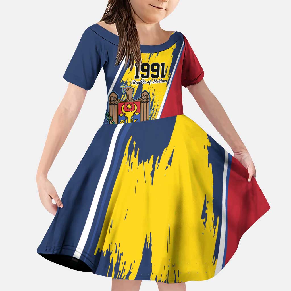 Personalized Moldova Independence Day 1991 Family Matching Long Sleeve Bodycon Dress and Hawaiian Shirt One People One Nation - Wonder Print Shop