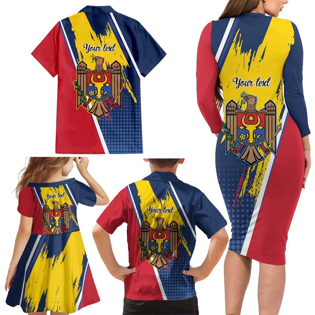 Personalized Moldova Independence Day 1991 Family Matching Long Sleeve Bodycon Dress and Hawaiian Shirt One People One Nation - Wonder Print Shop