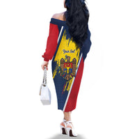 Personalized Moldova Independence Day 1991 Family Matching Off The Shoulder Long Sleeve Dress and Hawaiian Shirt One People One Nation - Wonder Print Shop