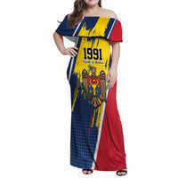 Personalized Moldova Independence Day 1991 Family Matching Off Shoulder Maxi Dress and Hawaiian Shirt One People One Nation - Wonder Print Shop