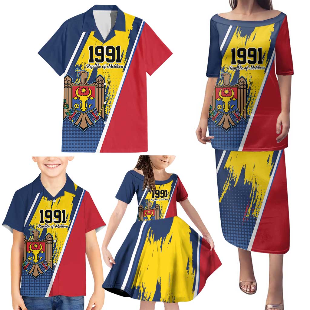 Personalized Moldova Independence Day 1991 Family Matching Puletasi and Hawaiian Shirt One People One Nation - Wonder Print Shop