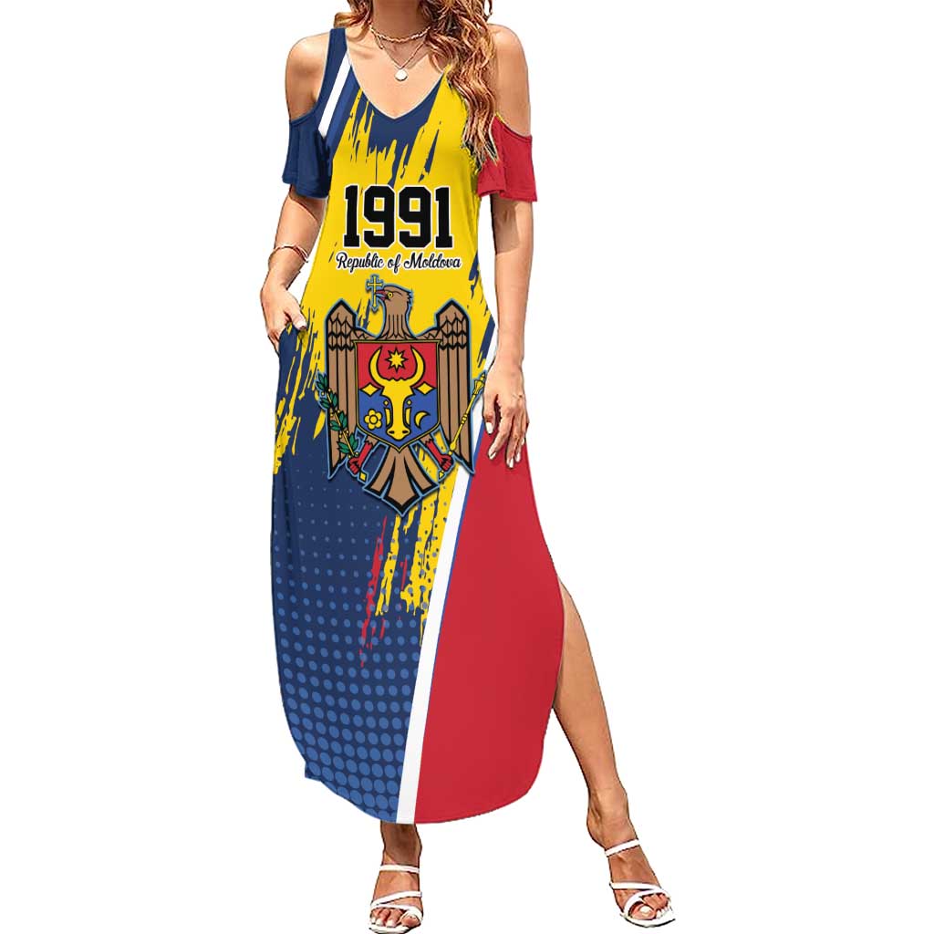 Personalized Moldova Independence Day 1991 Family Matching Summer Maxi Dress and Hawaiian Shirt One People One Nation - Wonder Print Shop