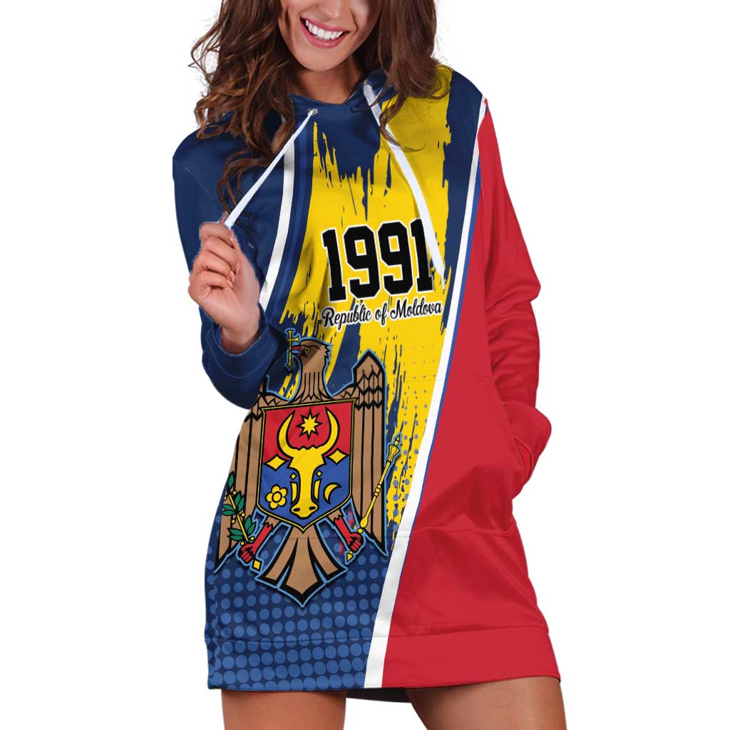 Personalized Moldova Independence Day 1991 Hoodie Dress One People One Nation - Wonder Print Shop
