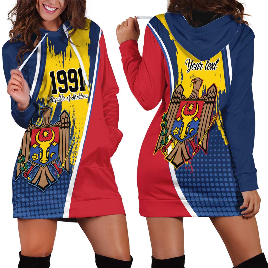 Personalized Moldova Independence Day 1991 Hoodie Dress One People One Nation - Wonder Print Shop