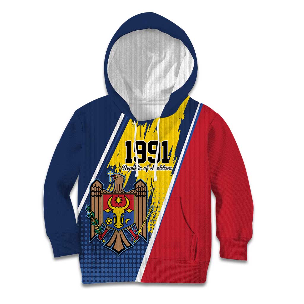 Personalized Moldova Independence Day 1991 Kid Hoodie One People One Nation - Wonder Print Shop
