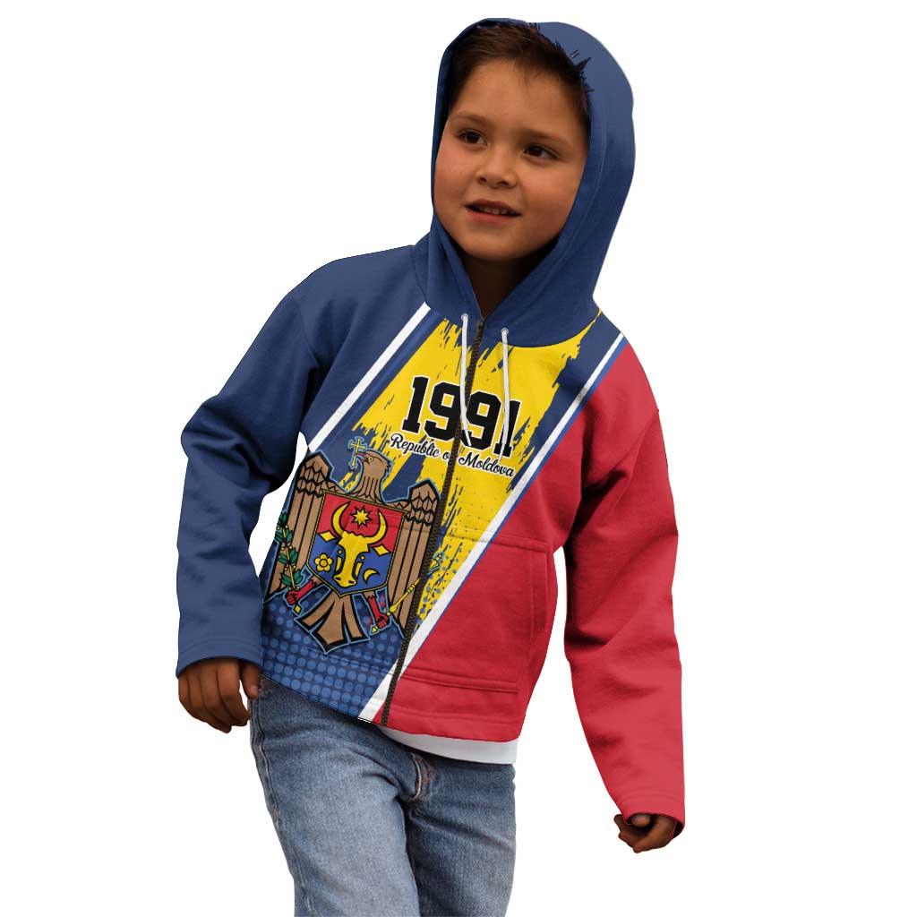 Personalized Moldova Independence Day 1991 Kid Hoodie One People One Nation - Wonder Print Shop
