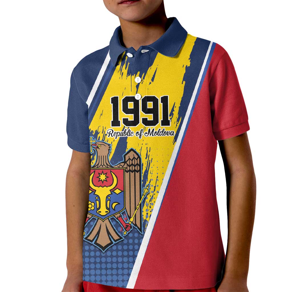 Personalized Moldova Independence Day 1991 Kid Polo Shirt One People One Nation - Wonder Print Shop