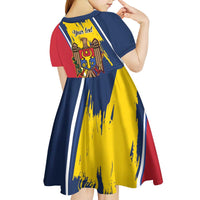 Personalized Moldova Independence Day 1991 Kid Short Sleeve Dress One People One Nation - Wonder Print Shop