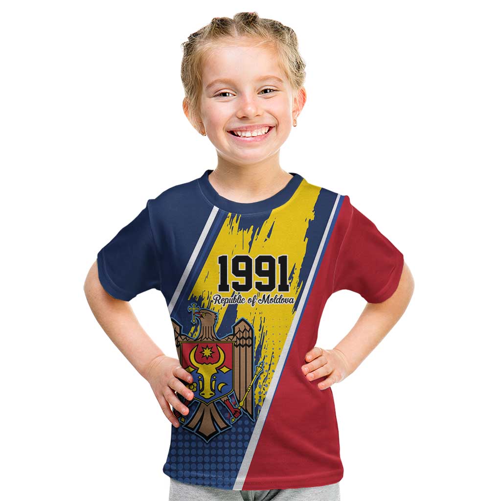 Personalized Moldova Independence Day 1991 Kid T Shirt One People One Nation - Wonder Print Shop