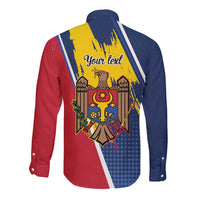 Personalized Moldova Independence Day 1991 Long Sleeve Button Shirt One People One Nation - Wonder Print Shop
