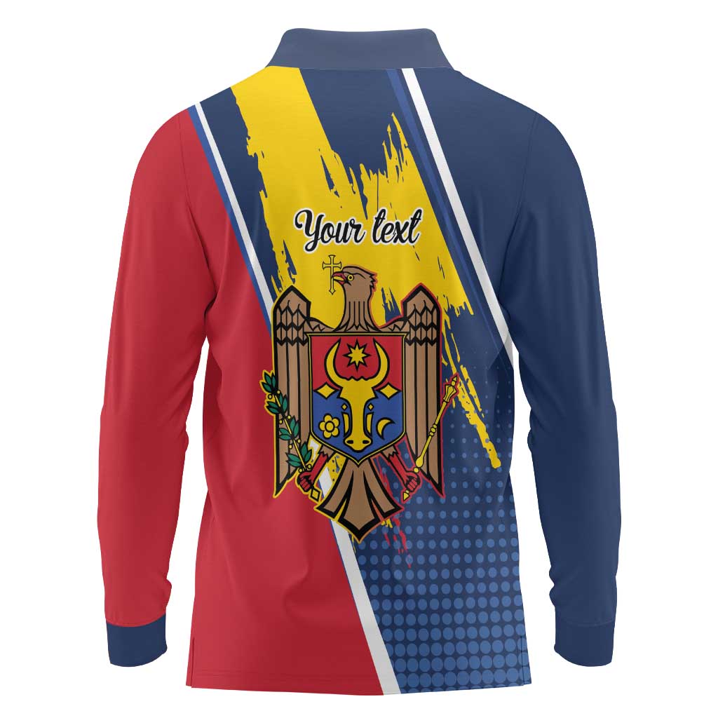 Personalized Moldova Independence Day 1991 Long Sleeve Polo Shirt One People One Nation - Wonder Print Shop