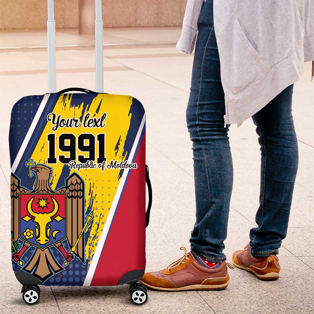 Personalized Moldova Independence Day 1991 Luggage Cover One People One Nation - Wonder Print Shop