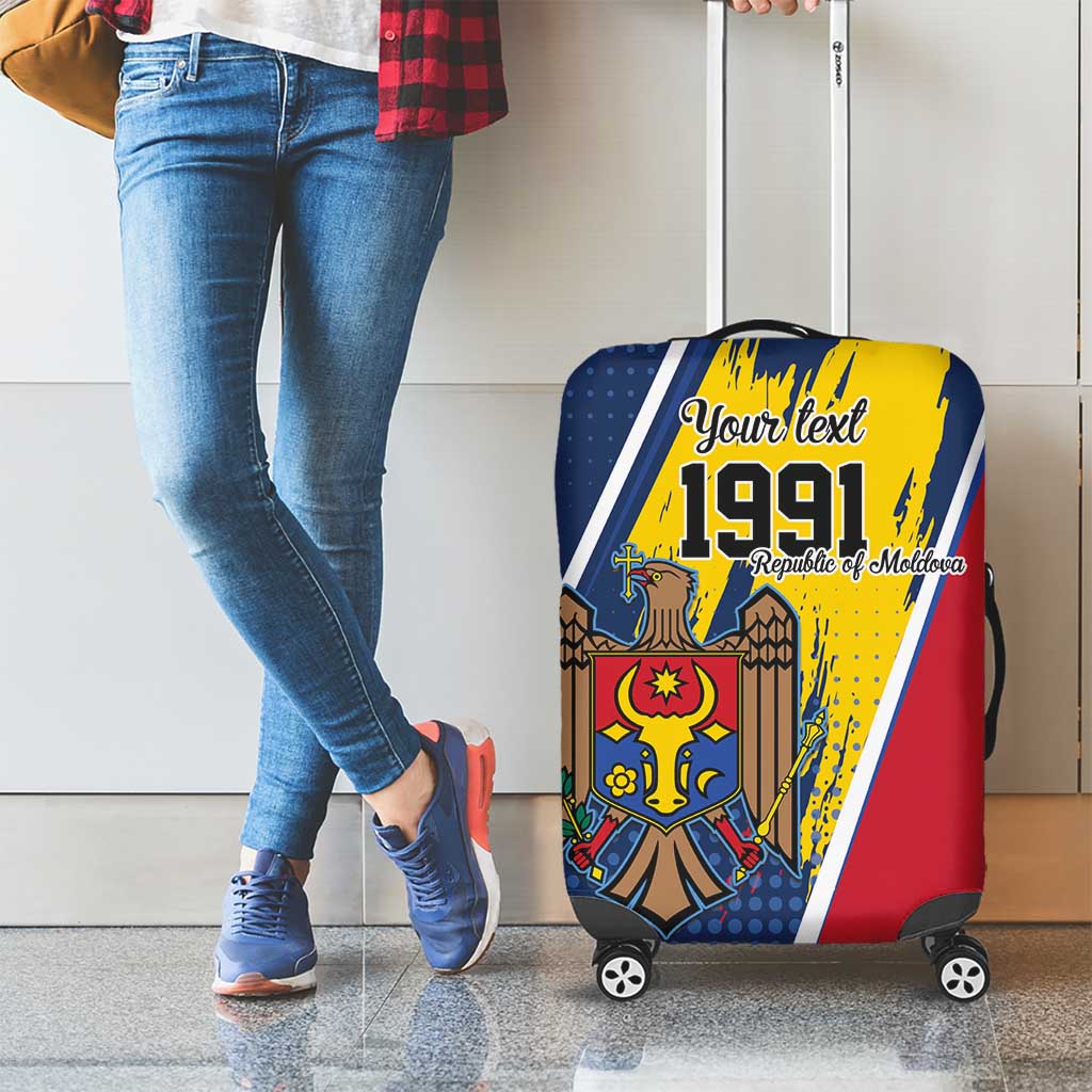 Personalized Moldova Independence Day 1991 Luggage Cover One People One Nation - Wonder Print Shop