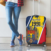 Personalized Moldova Independence Day 1991 Luggage Cover One People One Nation - Wonder Print Shop