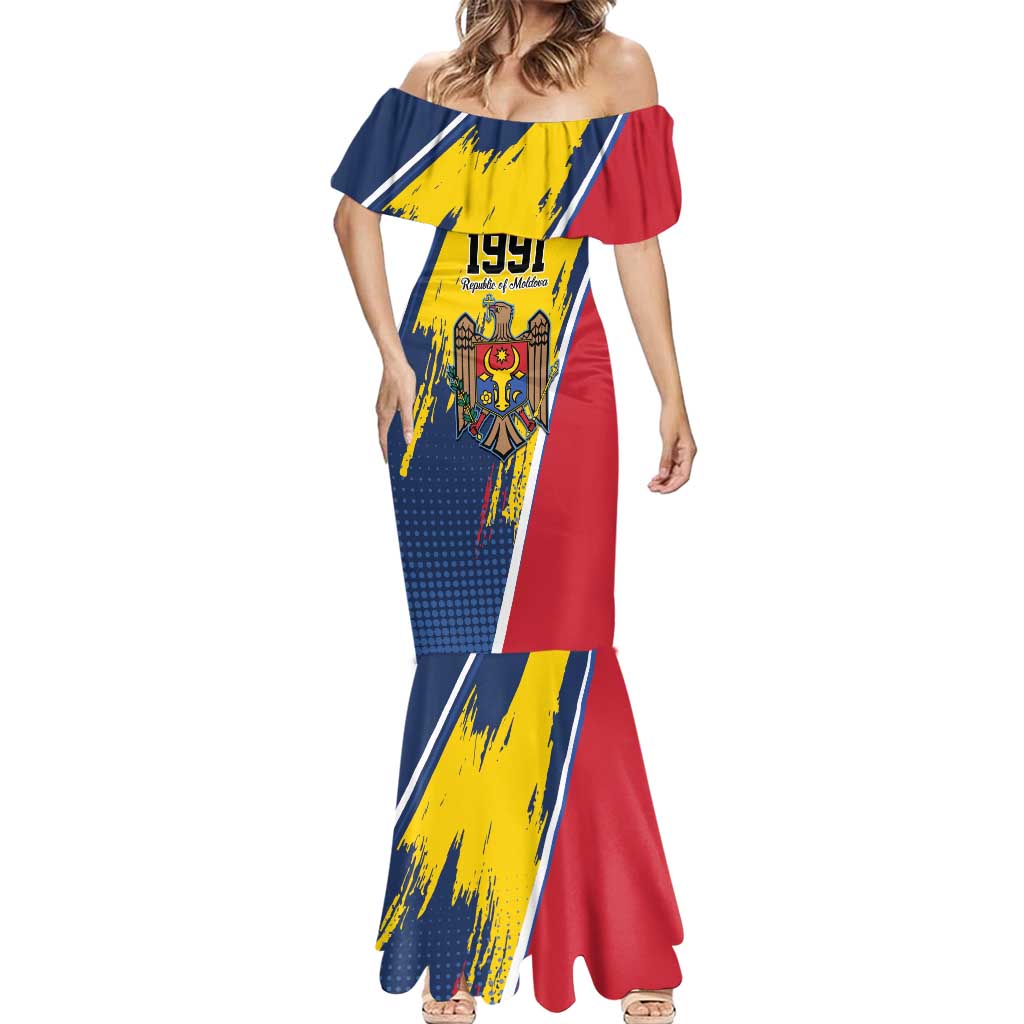 Personalized Moldova Independence Day 1991 Mermaid Dress One People One Nation - Wonder Print Shop