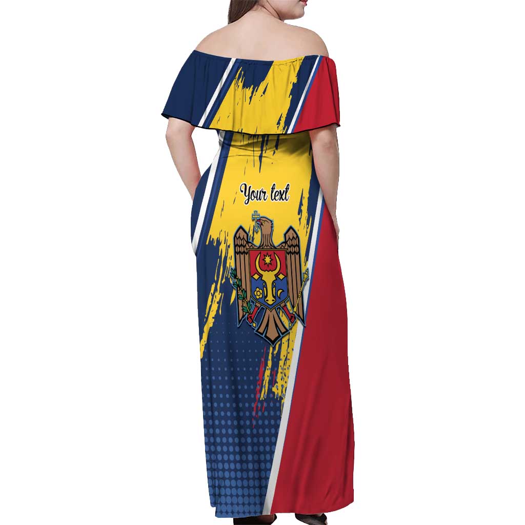 Personalized Moldova Independence Day 1991 Off Shoulder Maxi Dress One People One Nation - Wonder Print Shop