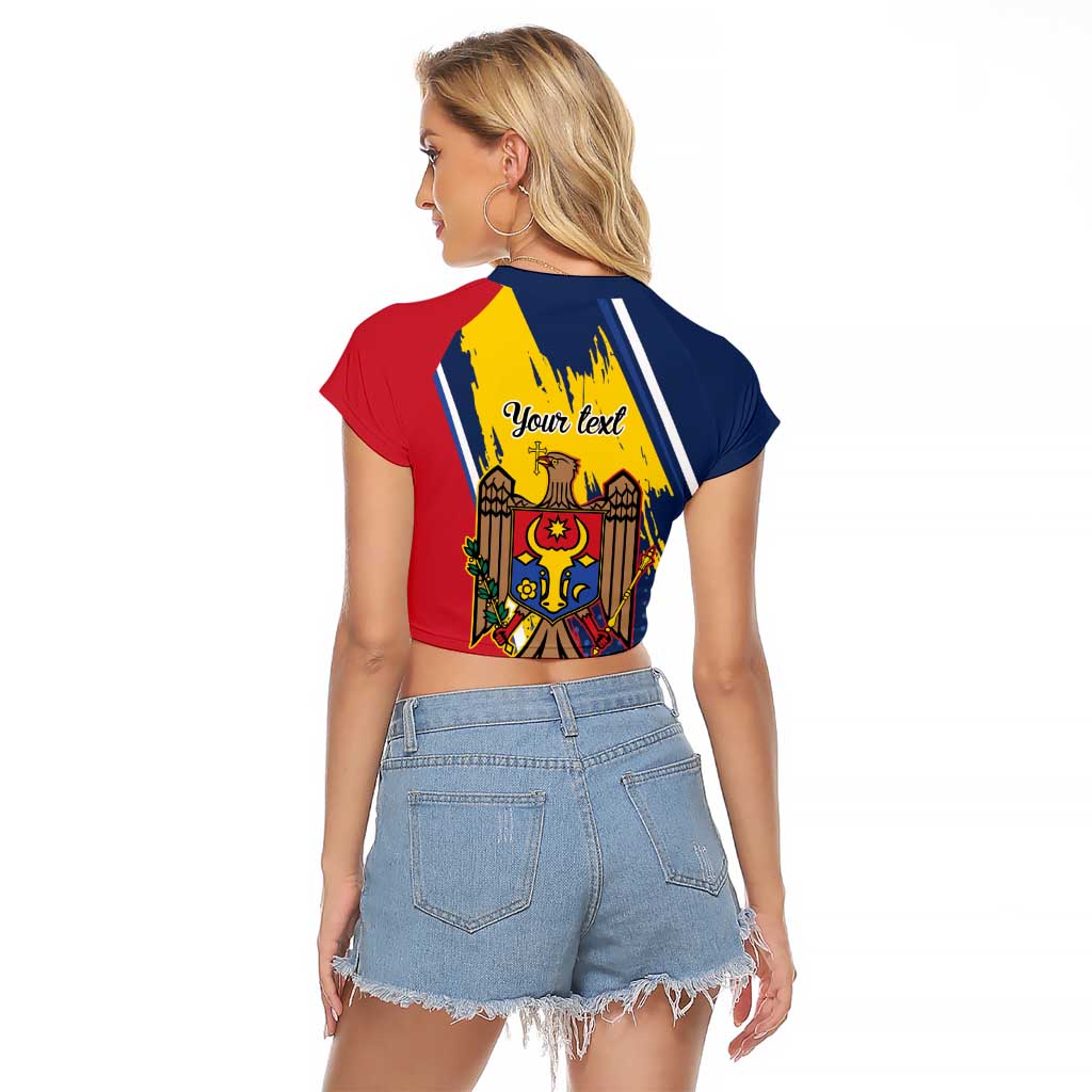 Personalized Moldova Independence Day 1991 Raglan Cropped T Shirt One People One Nation - Wonder Print Shop