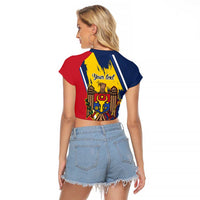 Personalized Moldova Independence Day 1991 Raglan Cropped T Shirt One People One Nation - Wonder Print Shop