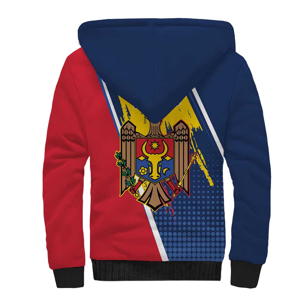 Personalized Moldova Independence Day 1991 Sherpa Hoodie One People One Nation - Wonder Print Shop