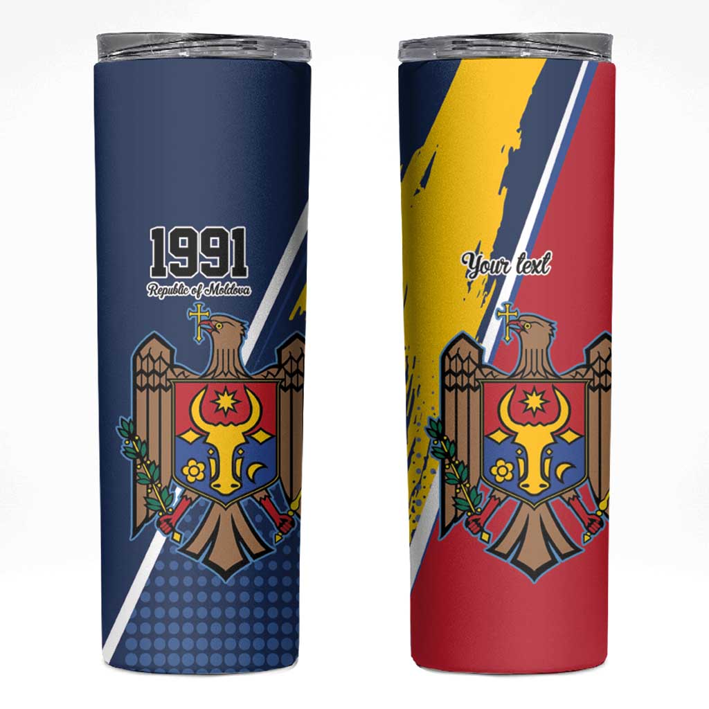 Personalized Moldova Independence Day 1991 Skinny Tumbler One People One Nation - Wonder Print Shop