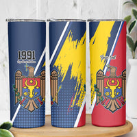 Personalized Moldova Independence Day 1991 Skinny Tumbler One People One Nation - Wonder Print Shop