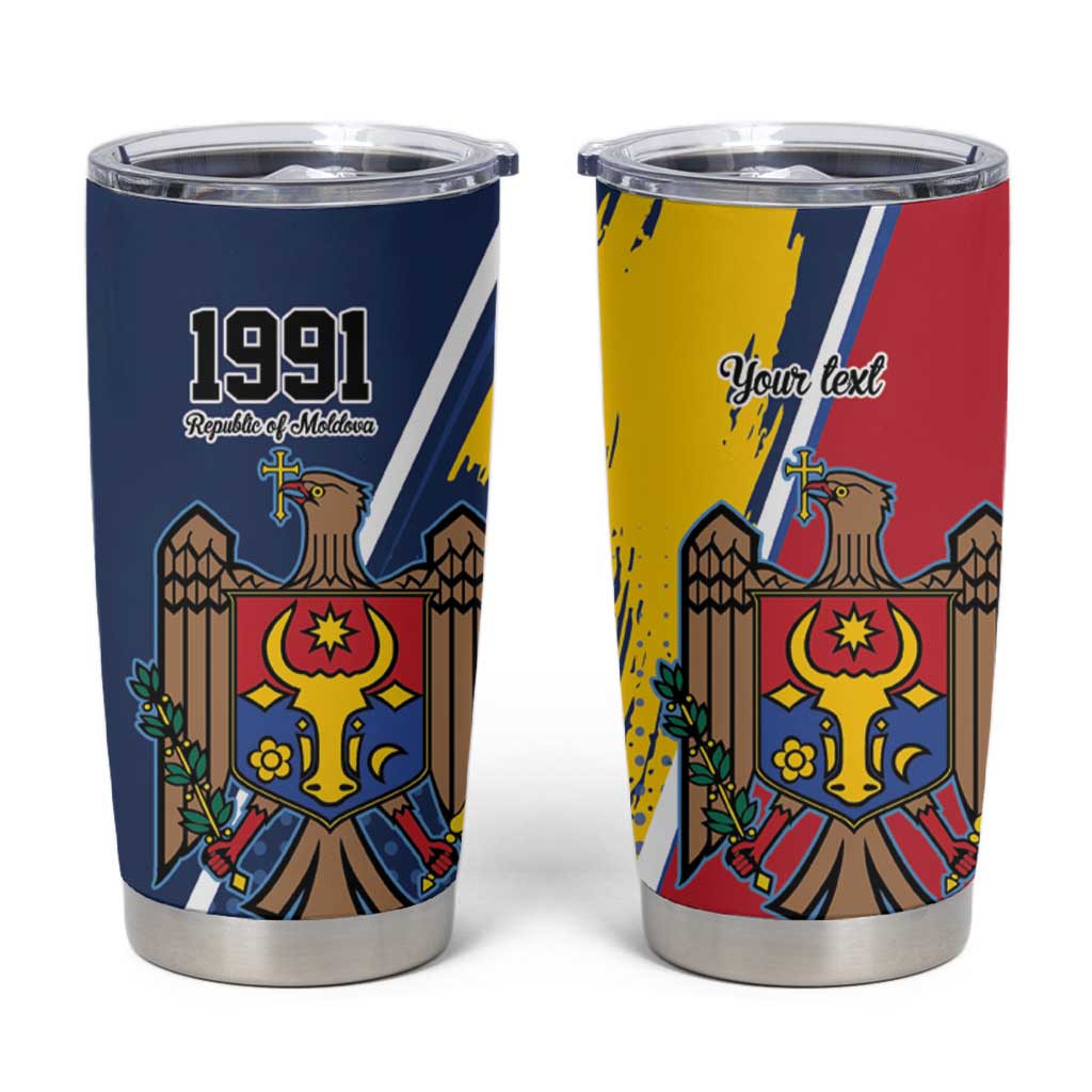 Personalized Moldova Independence Day 1991 Tumbler Cup One People One Nation - Wonder Print Shop