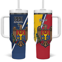 Personalized Moldova Independence Day 1991 Tumbler With Handle One People One Nation - Wonder Print Shop