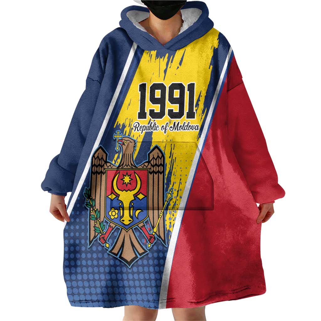 Personalized Moldova Independence Day 1991 Wearable Blanket Hoodie One People One Nation - Wonder Print Shop