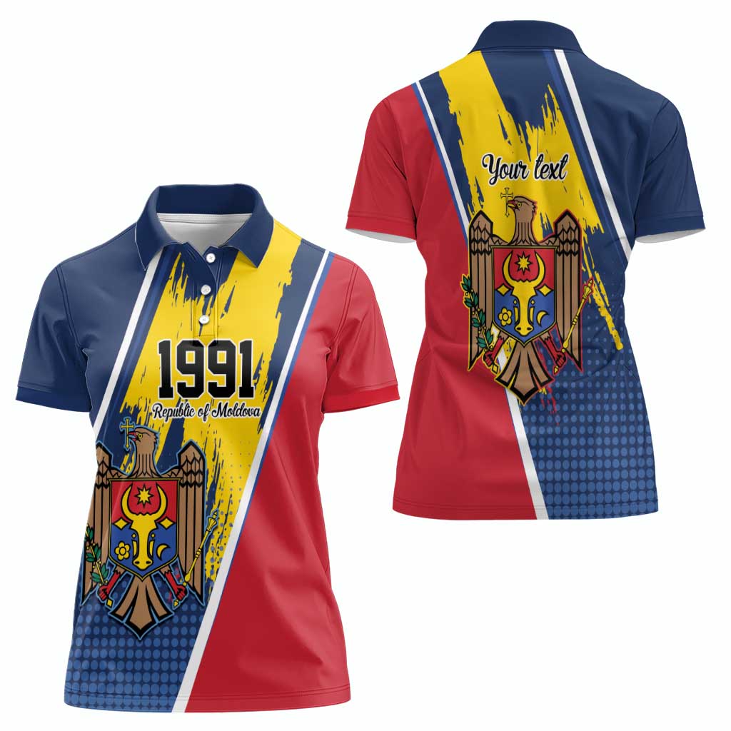 Personalized Moldova Independence Day 1991 Women Polo Shirt One People One Nation - Wonder Print Shop