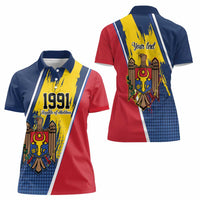 Personalized Moldova Independence Day 1991 Women Polo Shirt One People One Nation - Wonder Print Shop