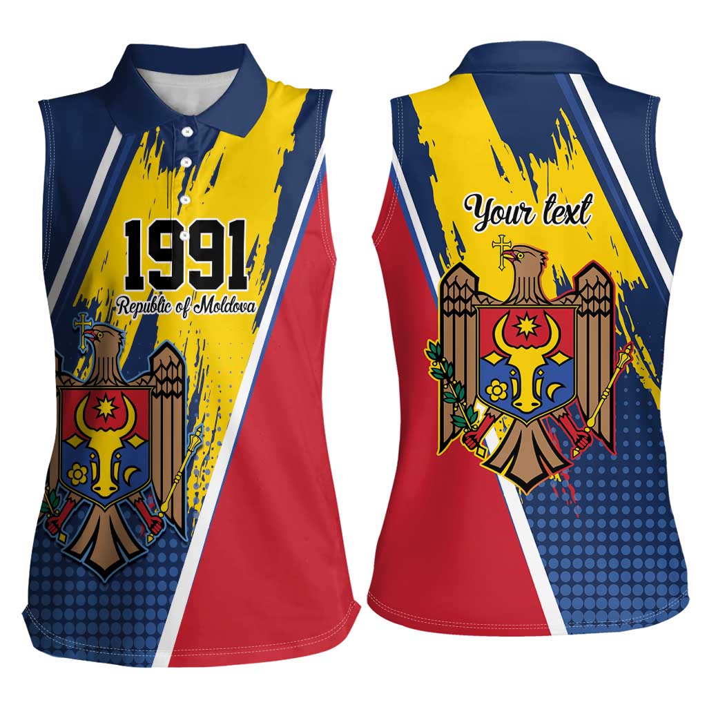 Personalized Moldova Independence Day 1991 Women Sleeveless Polo Shirt One People One Nation - Wonder Print Shop