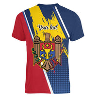 Personalized Moldova Independence Day 1991 Women V-Neck T-Shirt One People One Nation - Wonder Print Shop
