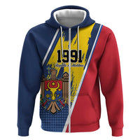 Personalized Moldova Independence Day 1991 Zip Hoodie One People One Nation - Wonder Print Shop
