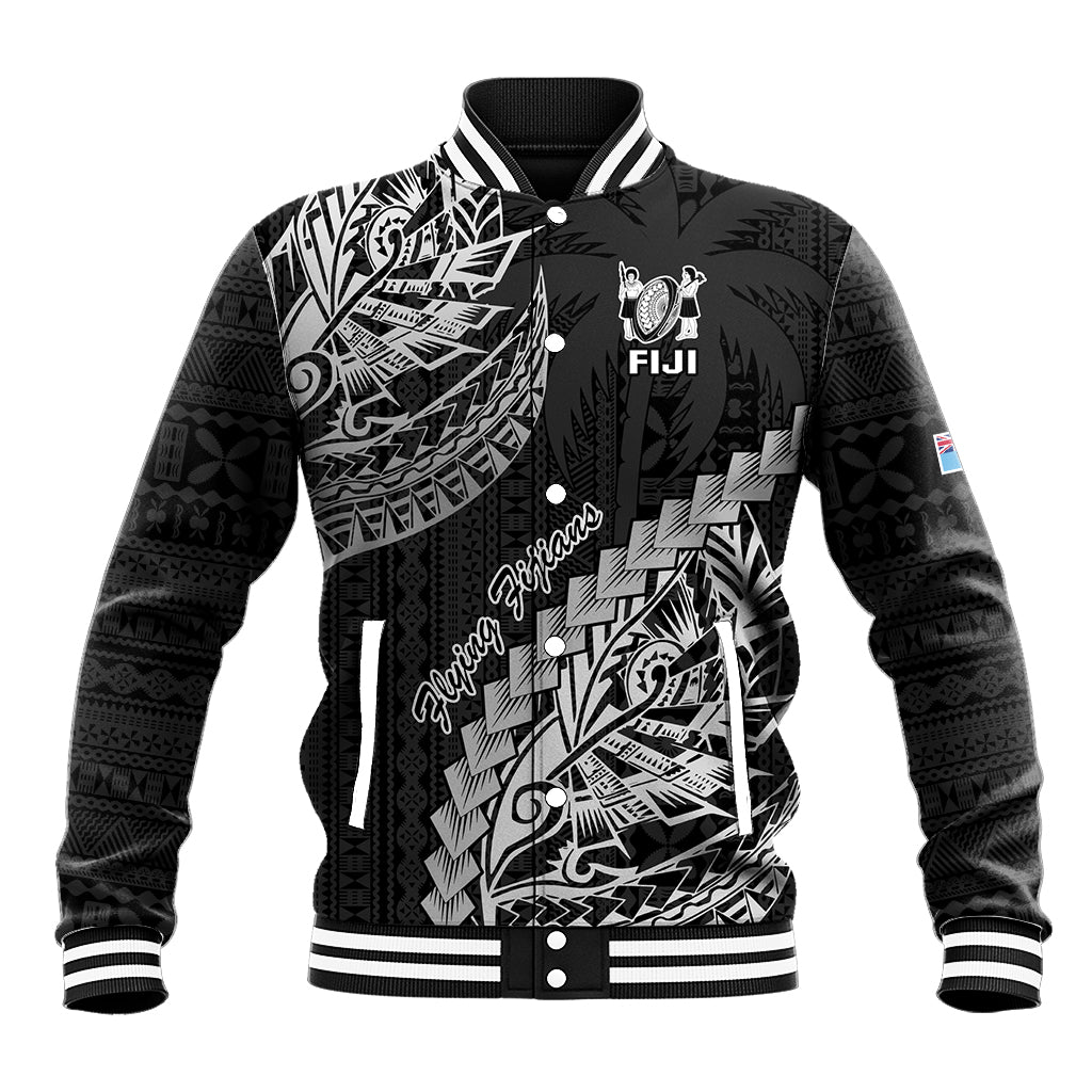 Fiji Rugby Baseball Jacket Kaiviti Fijian Tribal World Cup Black LT9 - Wonder Print Shop
