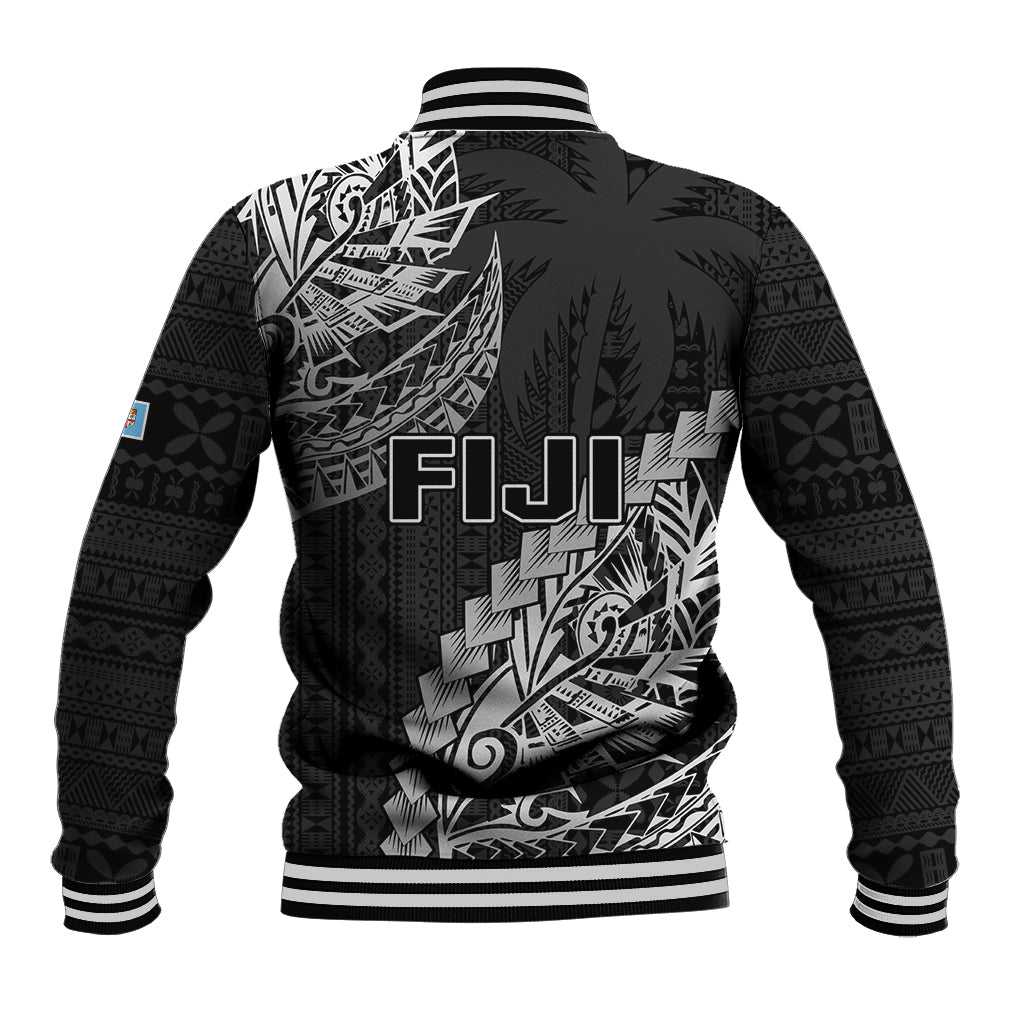 Fiji Rugby Baseball Jacket Kaiviti Fijian Tribal World Cup Black LT9 - Wonder Print Shop