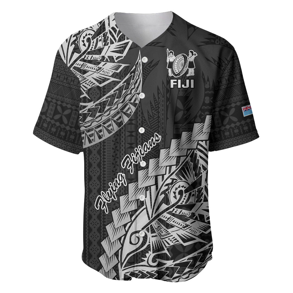 Fiji Rugby Baseball Jersey Kaiviti Fijian Tribal World Cup Black LT9 - Wonder Print Shop
